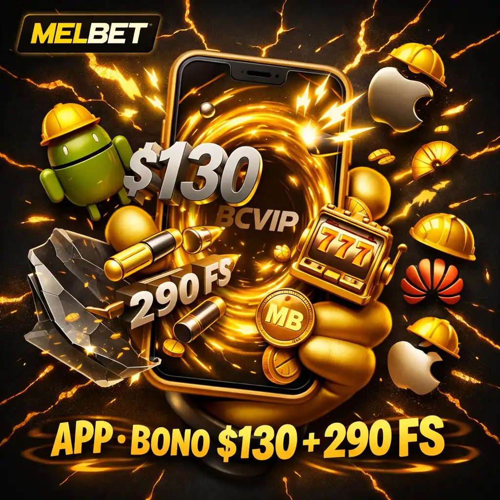 Melbet app teléfono dorado pistola portal disparando bonos dimensión fondo oscuro