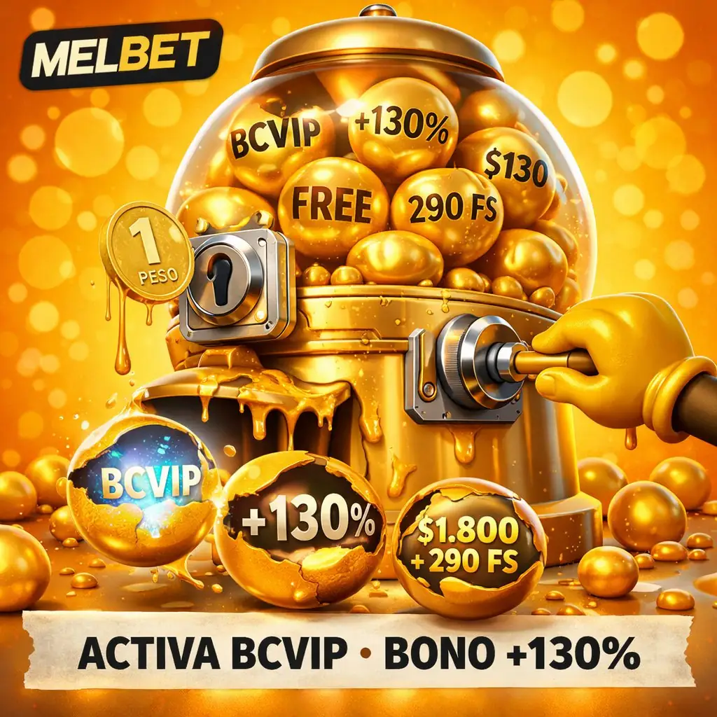 Melbet promo chicle dorado máquina expendedora bolas BCVIP premio fondo dorado